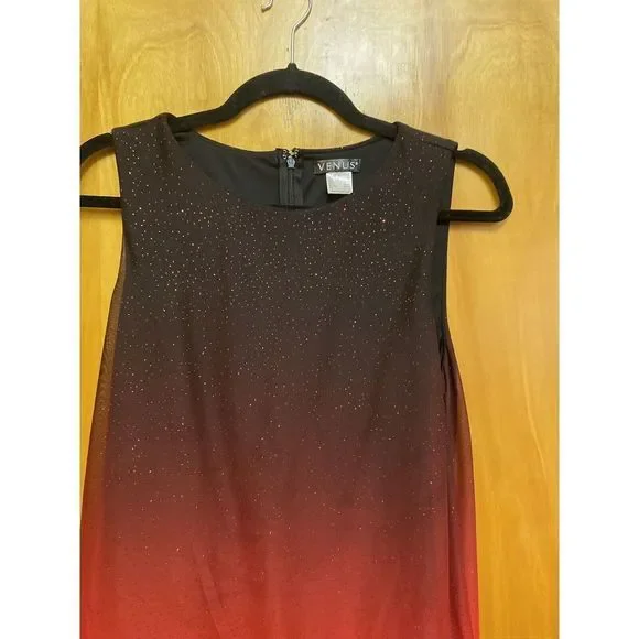 Venus Women’s Sheer overlay Jumpsuit red sparkly and black Size S - Picture 4 of 10